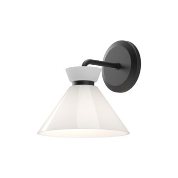 Halston One Light Vanity in Glossy Opal Glass Matte Black by Alora