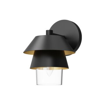 Tetsu One Light Wall Sconce in Matte Black Clear Glass by Alora