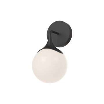 Nouveau One Light Vanity in Matte Black Opal Matte Glass by Alora