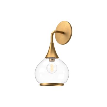 Hazel One Light Vanity in Aged Gold Clear Glass by Alora
