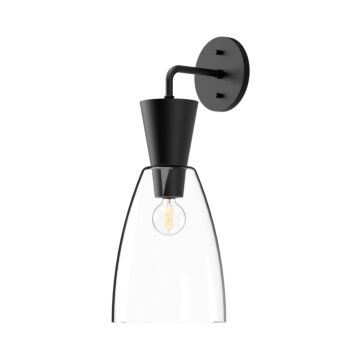 Arlo One Light Vanity in Clear Glass Matte Black by Alora