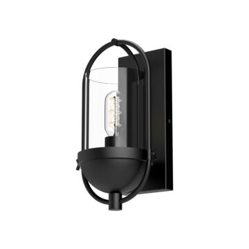 Cyrus One Light Vanity in Clear Glass Matte Black by Alora