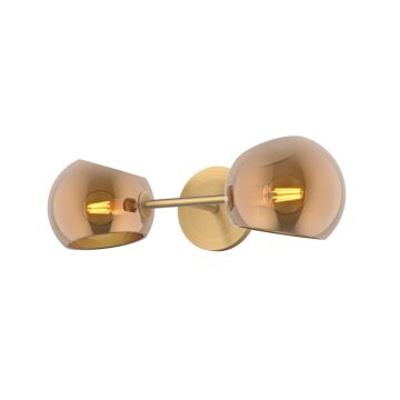 Willow Two Light Vanity in Brushed Gold Copper Glass by Alora