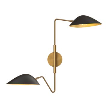 Oscar Two Light Vanity in Aged Gold Matte Black by Alora
