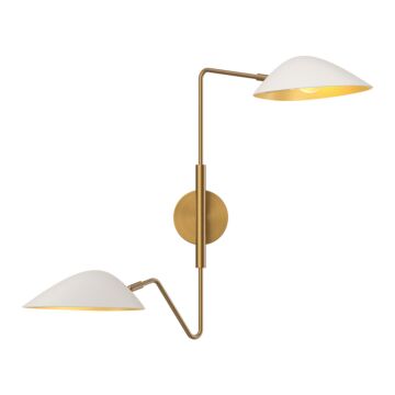 Oscar Two Light Vanity in Aged Gold White by Alora