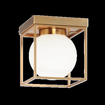 Squircle One Light Flush Mount in Aged Gold Brass by Matteo Lighting