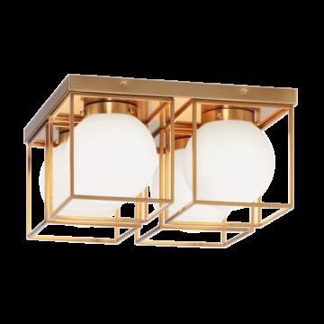 Squircle Four Light Flush Mount in Aged Gold Brass by Matteo Lighting