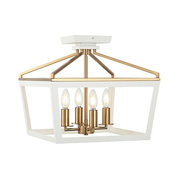 Mavonshire One Light Ceiling Mount in White   Aged Gold Brass by Matteo Lighting