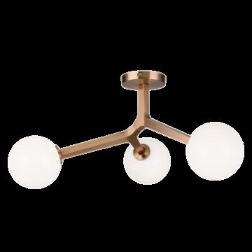 Rami Three Light Ceiling Mount in Aged Gold Brass by Matteo Lighting
