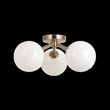 Novo Three Light Flush Mount in Aged Gold Brass by Matteo Lighting