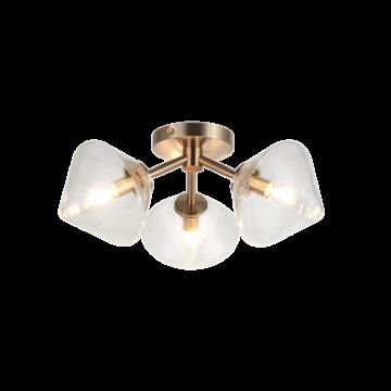 Novo Three Light Ceiling Mount in Aged Gold Brass by Matteo Lighting