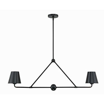 Xavier Two Light Chandelier in Matte Black by Crystorama