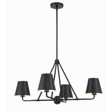 Xavier Four Light Chandelier in Matte Black by Crystorama