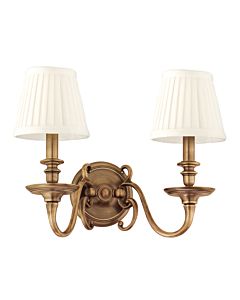 Hudson Valley Charleston 2 Light 13 Inch Wall Sconce in Aged Brass