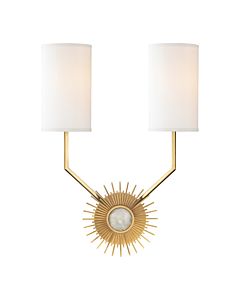 Hudson Valley Borland 2 Light 18 Inch Wall Sconce in Aged Brass