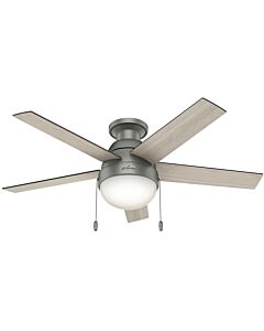 Hunter Anslee 2 Light 46 Inch Flush Mount Ceiling Fan in Matte Silver