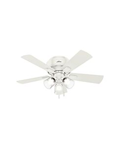 Hunter Crestfield 42 Inch 3 Light Low Profile Ceiling Fan in Fresh White